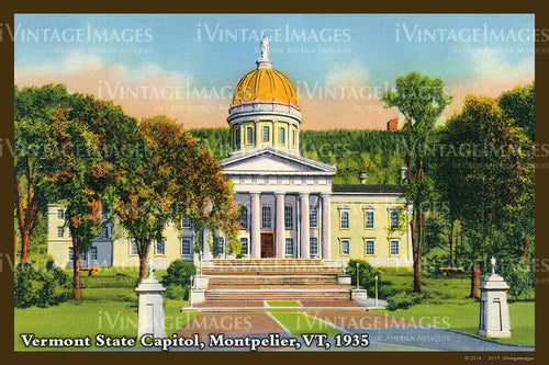 Vermont State Capitol Postcard 1935 - 003