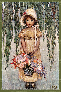 1909 Jessie Willcox Smith Flower Basket - 024