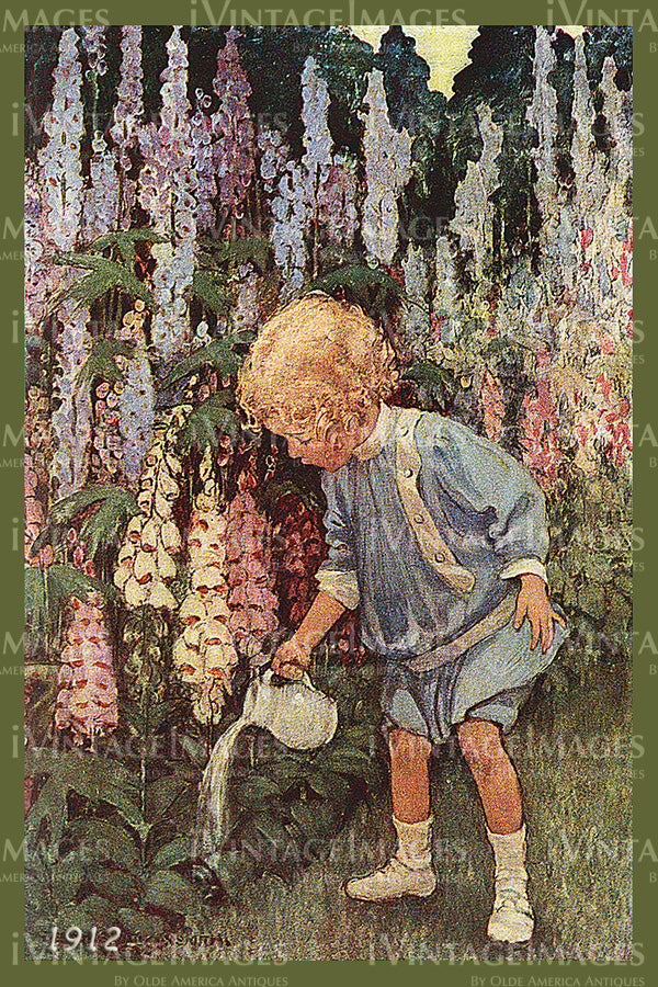 1912 Jessie Willcox Smith Watering Flowers - 026