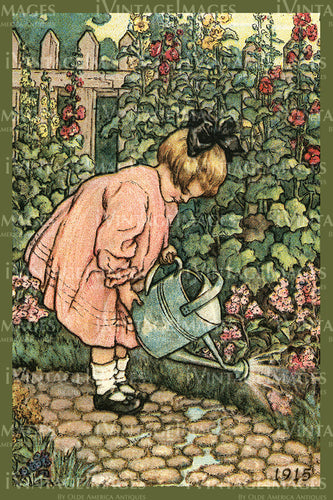 1915 Clara Burd Watering Flowers - 027
