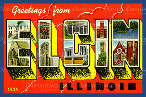 Elgin Illinois Large Letter 1930