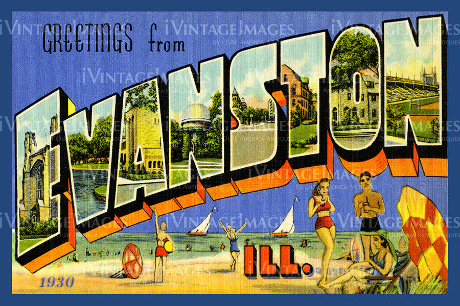 Evanston Illinois Large Letter 1930