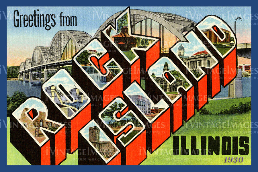 Rock Island Illinois Large Letter 1930