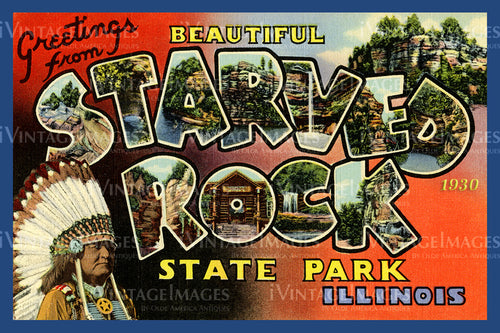 Starved Rock Illinois Large Letter 1930