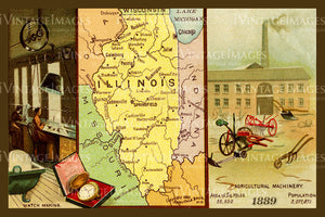 Illinois Map 1889