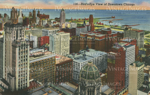 Chicago Downtown Birdseye View 1935