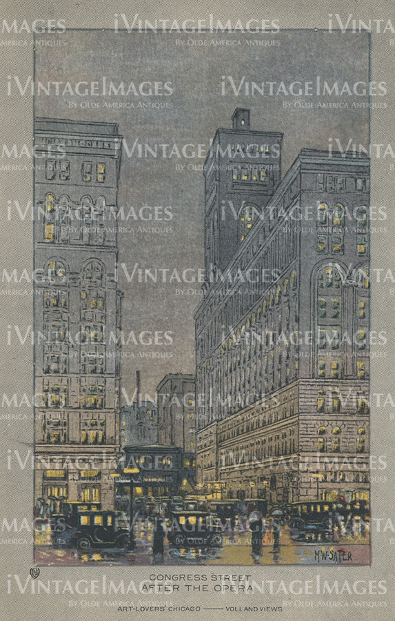 10 - Art Set of 12 - Congress Street 1925