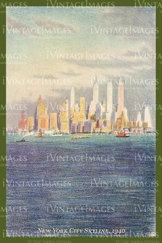 New York City Skyline Artwork 1940