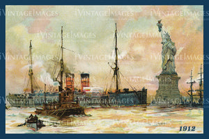 Statue of Liberty Harbor Artwork 1912