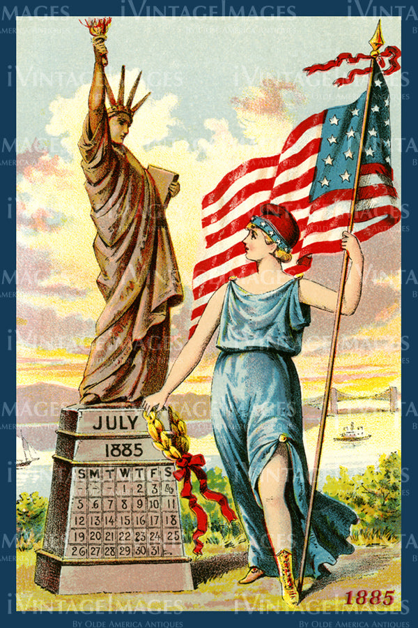 Statue of Liberty American Flag 1885