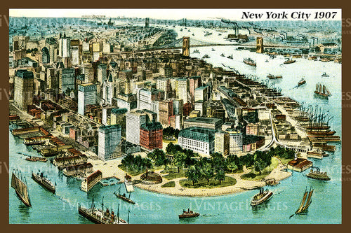 Birdseye View New York City 1907
