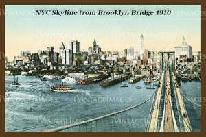 NYC Skyline from Brooklyn Bridge 1910