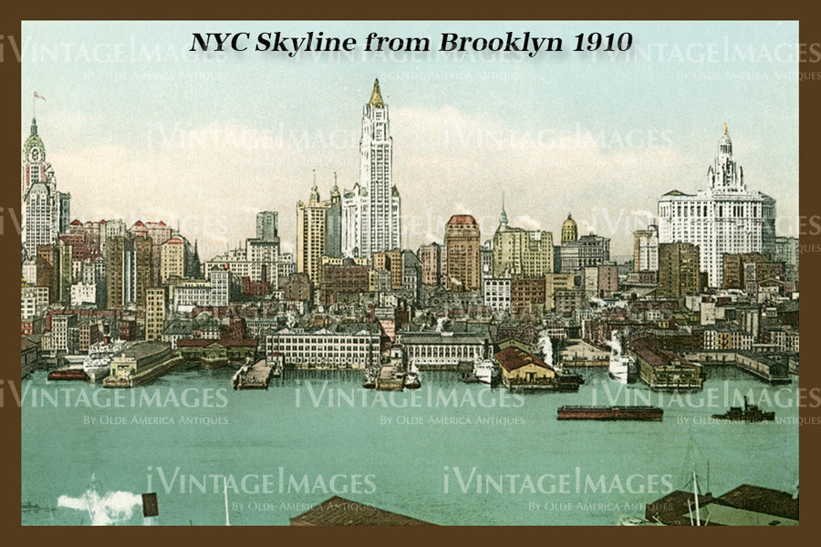 New York City Skyline from Brooklyn 1910 - 2