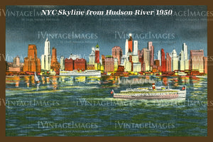 New York City Skyline from Hudson River 1950