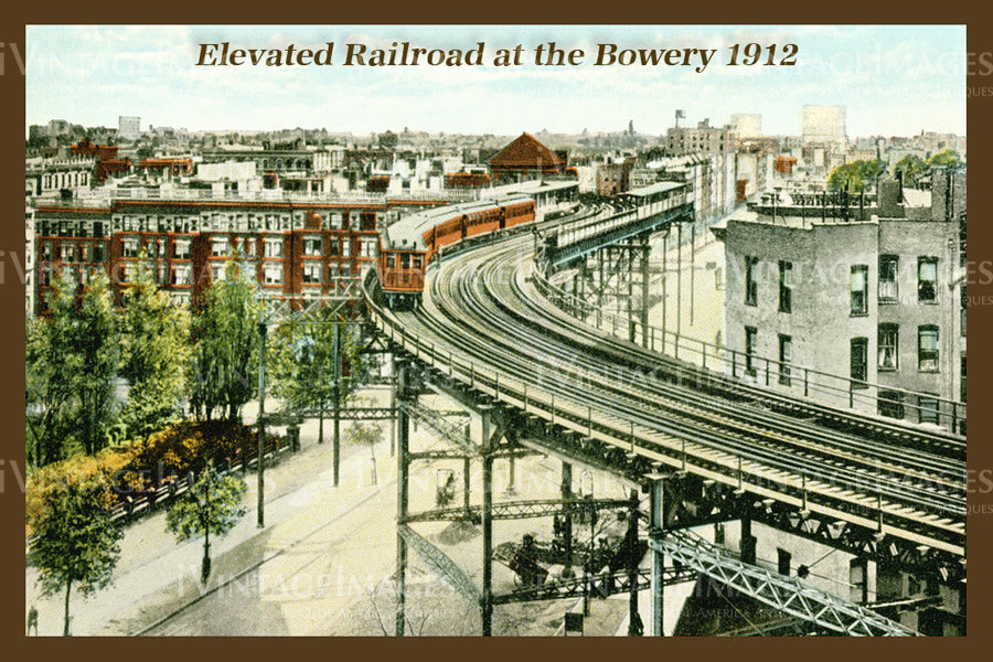 Elevated Railroad at the Bowery 1912