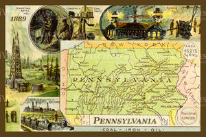 Pennsylvania State Map 1889
