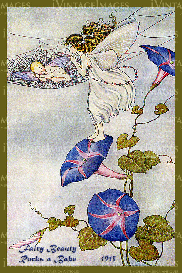 Outhwaite Fairy 1915 - 1 - Fairy Beauty Rocks a Babe