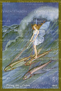 Outhwaite Fairy 1915 - 8 - Riding the Fishes