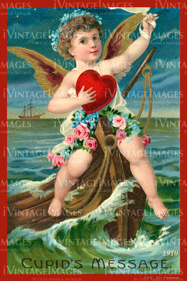 Victorian Valentine and Cupid 1910 - 69 – iVintageImages