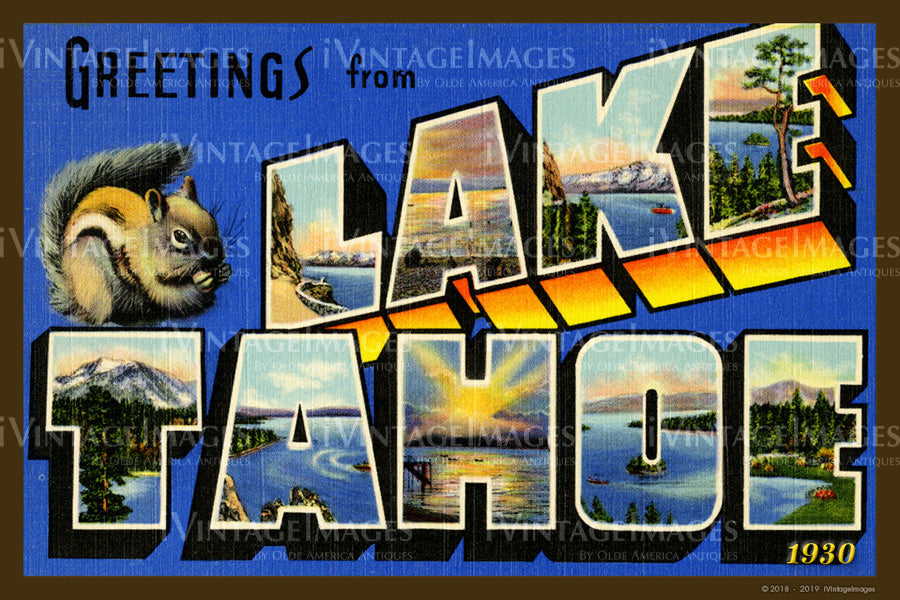 Lake Tahoe California Large Letter 1930 - 024