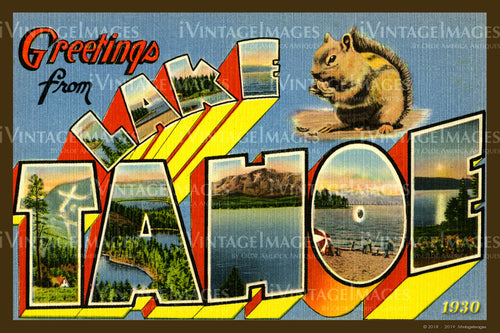 Lake Tahoe California Large Letter 1930 - 025