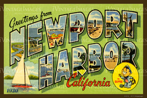 Newport Harbor California Large Letter 1930 - 032