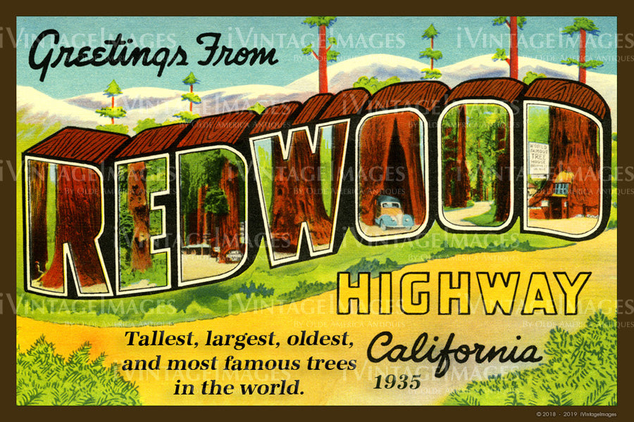 Redwood Highway California Large Letter 1930 - 036
