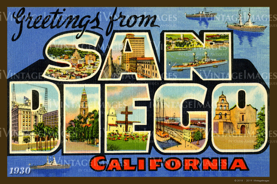 San Diego California Large Letter 1930 - 040