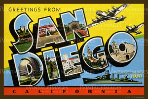 San Diego California Large Letter 1930 - 041