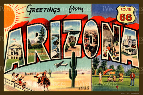 Arizona Route 66 Postcard 1935 - 002