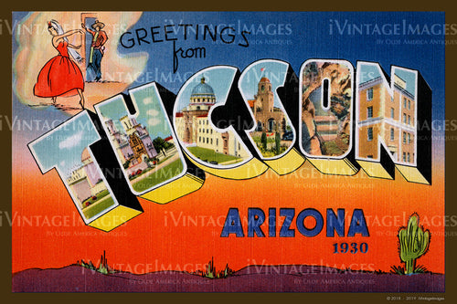 Tucson Large Letter Postcard 1930 - 006