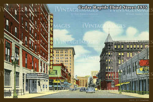 Cedar Rapids Downtown Postcard 1935 - 028