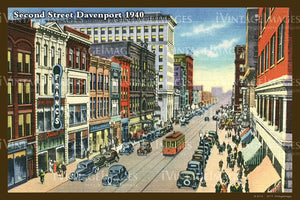Davenport Downtown 1940 Postcard - 030