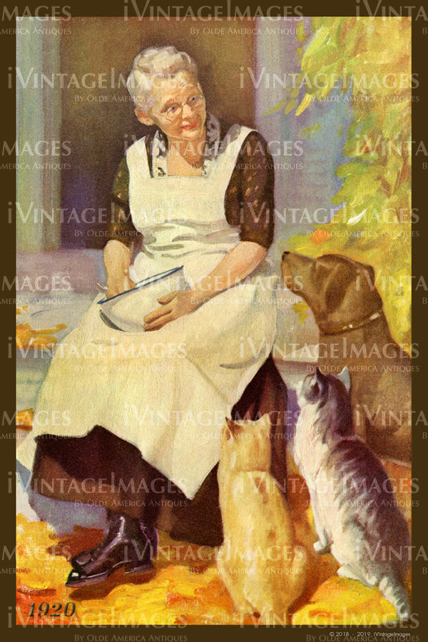 Woman Feeding Pets 1920 - 053