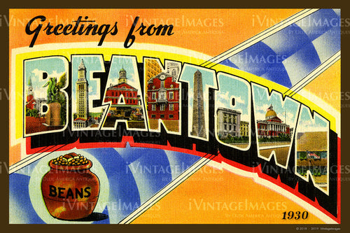 Beantown Large Letter Postcard 1930 - 002