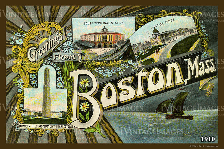 Souvenir postcard depicting the Boston Braves Field in Boston, MA