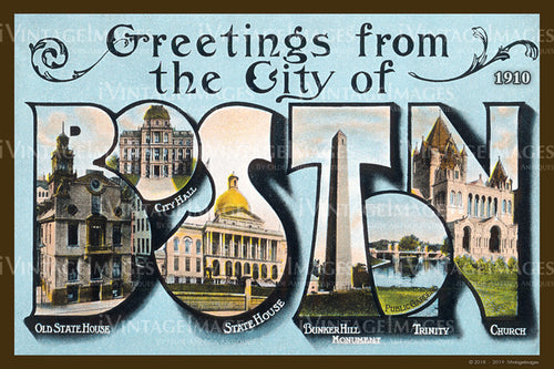 Greetings from Boston Postcard 1910 - 006