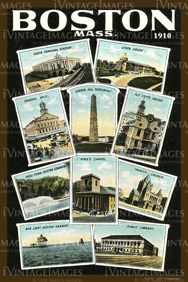 Boston Multi View Postcard 1910 - 010