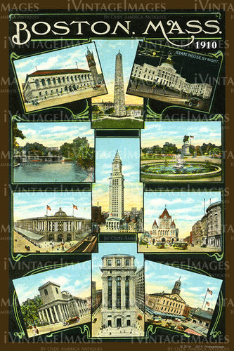 Boston Multi View Postcard 1910 - 011