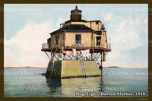 Bug Light Boston Harbor Postcard 1910 - 026