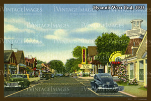 Hyannis Street Postcard 1935 - 066
