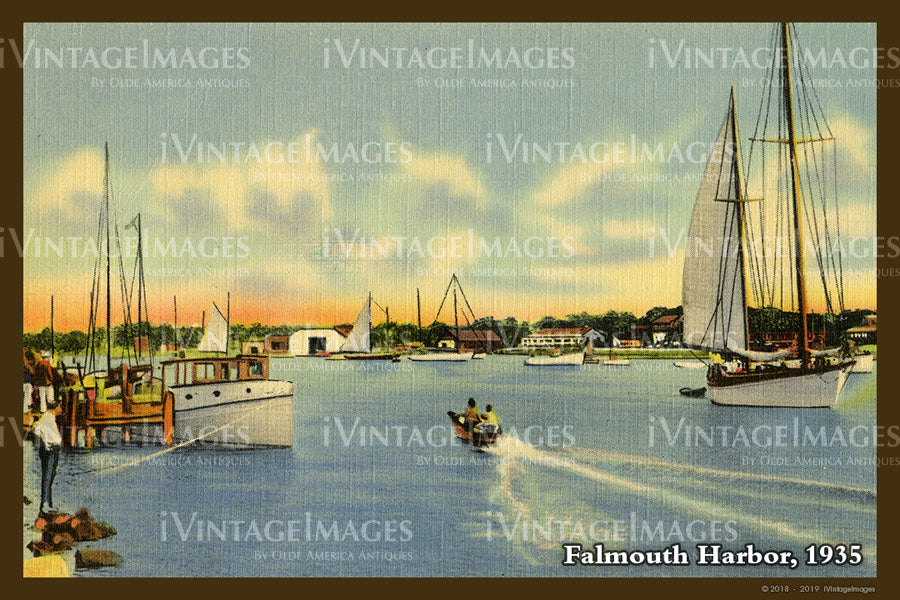 Falmouth Harbor Postcard 1935 - 069