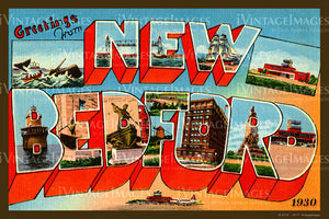New Bedford Large Letter Postcard 1930- 084