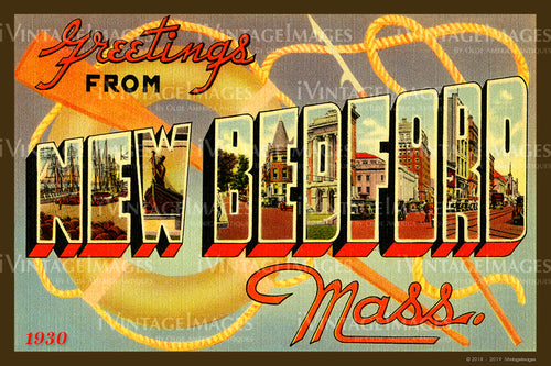 New Bedford Large Letter Postcard 1930- 085