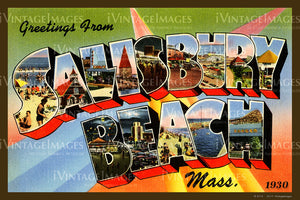 Salisbury Beach Large Letter Postcard 1930- 086