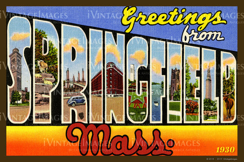 Springfield Large Letter Postcard 1930- 087