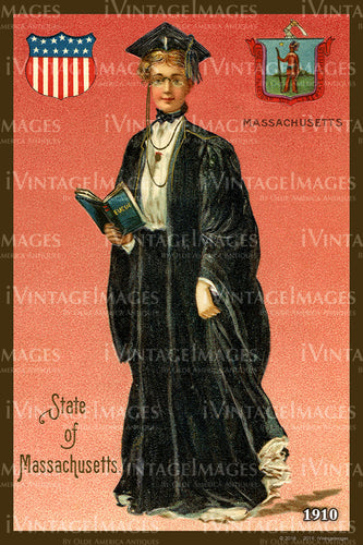 Massachusetts State Woman Postcard 1910- 101
