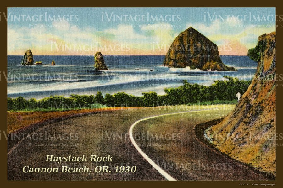 Haystack Rock Postcard 1930 - 019