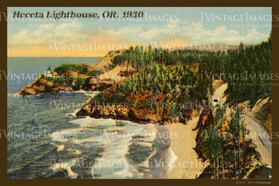 Heceta Lighthouse Postcard 1930 - 022