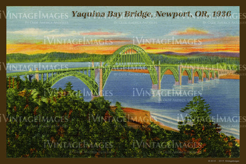 Yaquina Bay Bridge Postcard 1936 - 028